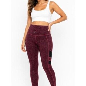 Yogalicious Red & Black Marled Performance Leggings